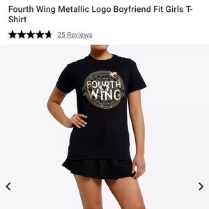 Fourth Wing Black & Gold Metallic Logo Tee from Hot Topic